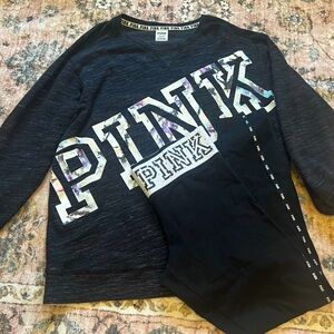 PINK leggings and crewneck set